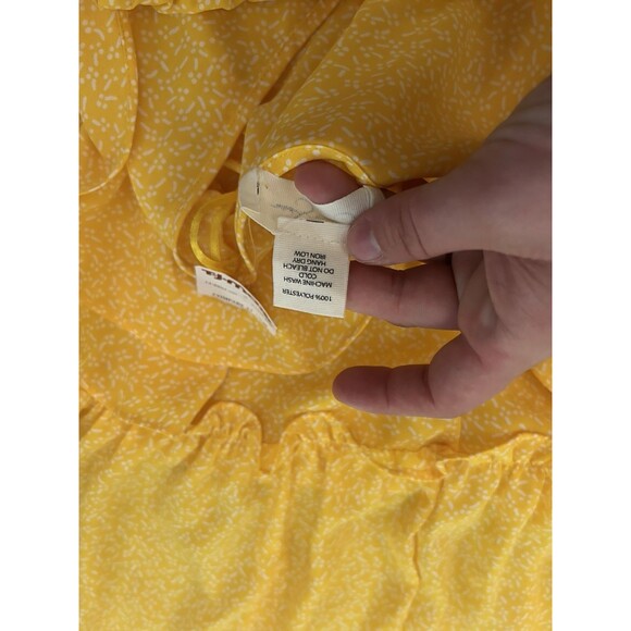 Jessica Simpson‎ Yellow Wrap Dress, Size L New Midi Tiered Dress - Picture 8 of 8